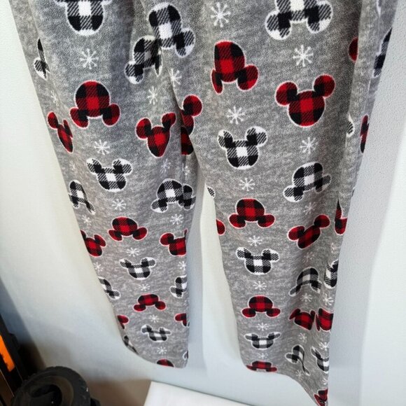 Disney Womens Gray Fleece Pajama Lounge Pants Plaid Mickey Mouse Pull On Medium - Picture 6 of 11